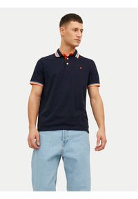 Jack & Jones - Jack&Jones Polo Paulos 12136668 Granatowy Slim Fit. Typ kołnierza: polo. Kolor: niebieski. Materiał: bawełna