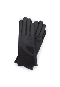 Wittchen - Damskie rękawiczki skórzane proste czarne. Kolor: czarny. Materiał: skóra. Wzór: aplikacja, kolorowy. Sezon: lato, jesień, zima. Styl: klasyczny, elegancki #1