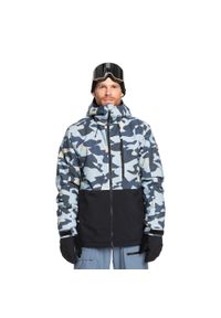 Kurtka snowboardowa męska Quiksilver Mission Printed Block. Kolor: niebieski. Sezon: zima. Sport: snowboard #1
