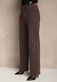 Renee - Fioletowe Jeansy Wide Leg High Waist z Bawełny Nelenasa. Okazja: na imprezę, na co dzień. Stan: podwyższony. Kolor: fioletowy. Styl: klasyczny, casual #4