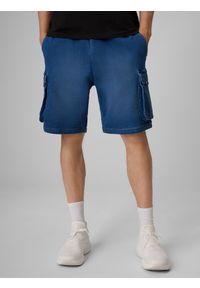 4f - 4F Spodenki casual cargo męskie - denim L. Okazja: na co dzień. Kolor: niebieski. Materiał: denim. Sezon: lato. Styl: casual #2