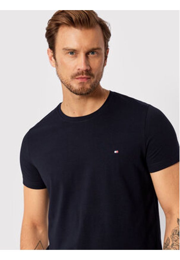 TOMMY HILFIGER - Tommy Hilfiger T-Shirt Core Stretch MW0MW27539 Granatowy Slim Fit. Kolor: niebieski. Materiał: bawełna