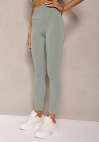 Renee - Ciemnozielone Sportowe Legginsy High Waist Quarefia. Stan: podwyższony. Kolor: zielony. Materiał: materiał. Długość: długie. Styl: sportowy
