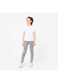Decathlon - Legginsy dziecięce Domyos 500. Okazja: na uczelnię. Kolor: czarny. Materiał: materiał, elastan, bawełna. Styl: sportowy