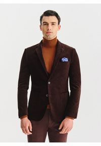 Pako Lorente - PAKO LORENTE - Brązowa sztruksowa marynarka męska. Okazja: na co dzień. Kolor: brązowy, niebieski. Materiał: sztruks. Styl: casual #1