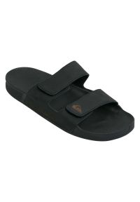 Klapki męskie Quiksilver Rivi Leather Double Adjust. Kolor: czarny