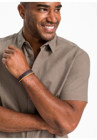 bonprix - Koszula z krótkim rękawem z przewiewnej mieszanki lnu. Kolor: brązowy. Materiał: len. Długość rękawa: krótki rękaw. Długość: krótkie. Sezon: lato #3