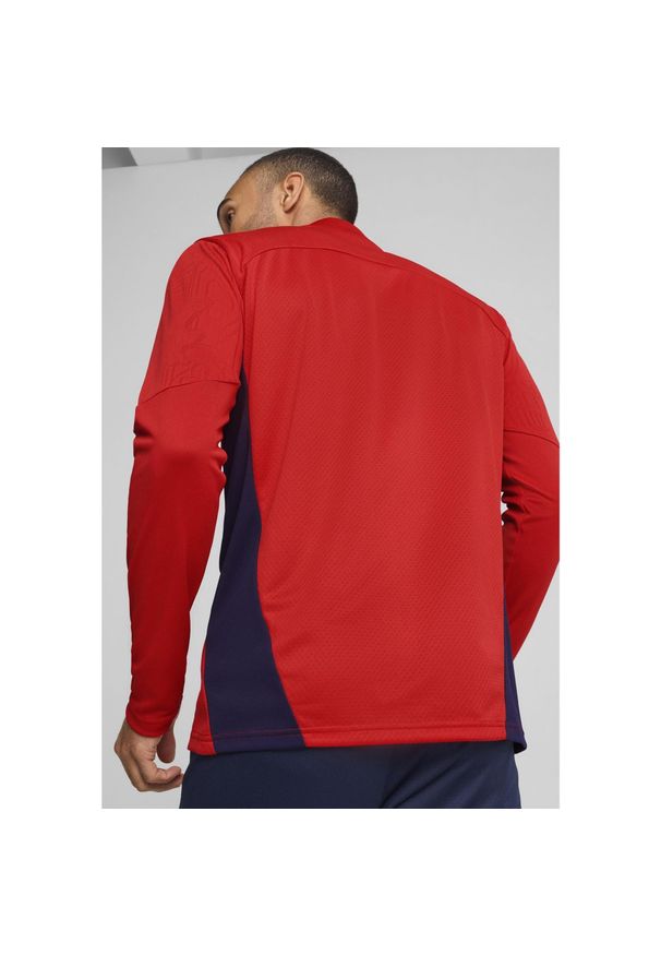 Puma - Męska bluza treningowa z zamkiem 1/4 FC Red Bull Salzburg PUMA Red Navy Blue. Kolor: czerwony, wielokolorowy, niebieski. Sport: fitness