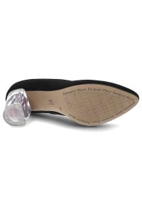 Czarne Czółenka Espirito Eleganckie Skórzane Buty. Okazja: na co dzień. Zapięcie: bez zapięcia. Kolor: czarny. Szerokość cholewki: normalna. Wzór: kwiaty. Materiał: skóra. Obcas: na obcasie. Styl: elegancki. Wysokość obcasa: średni #2