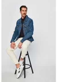 Wrangler - Kurtka jeansowa. Okazja: na co dzień. Kolor: niebieski. Materiał: jeans. Styl: casual #7