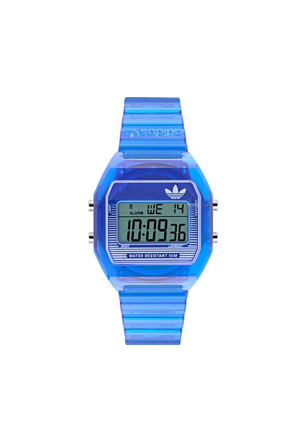 Adidas - adidas Zegarek AO Street Digital Two Crystal AOST25537 Niebieski. Kolor: niebieski. Materiał: syntetyk. Styl: street