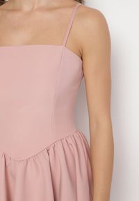 Born2be - Różowa Gorsetowa Sukienka z Rozkloszowanym Dołem Lealetia. Typ kołnierza: dekolt gorset. Kolor: różowy. Długość rękawa: na ramiączkach. Typ sukienki: gorsetowe #6