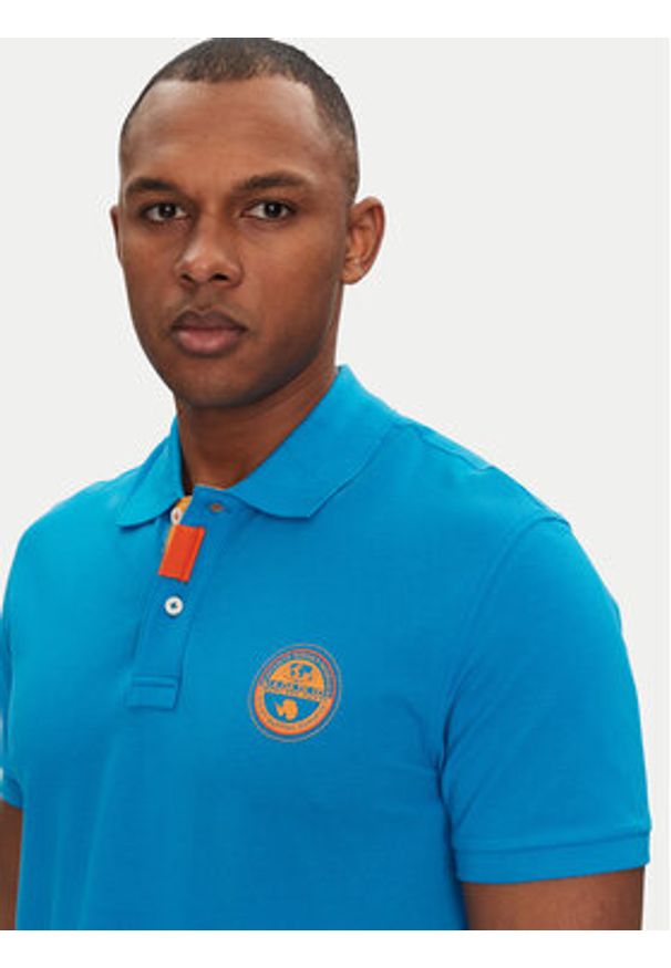 Napapijri Polo E-Clanis NP0A4ID3B2W1 Niebieski Regular Fit. Typ kołnierza: polo. Kolor: niebieski. Materiał: bawełna