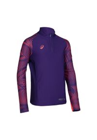 KIPSTA - Bluza piłkarska na krótki suwak dla dzieci Kipsta Viralto Wavy Club. Kolor: wielokolorowy, różowy, fioletowy. Materiał: materiał, poliester, elastan. Długość: krótkie. Sport: piłka nożna