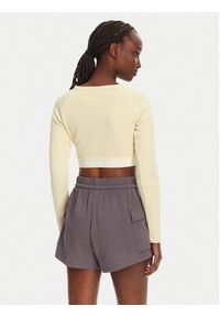 Adidas - adidas Bluzka Ribbed JD0013 Beżowy Slim Fit. Kolor: beżowy. Materiał: bawełna #5