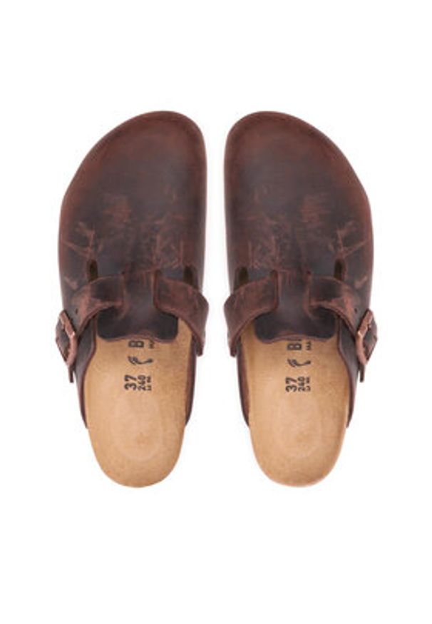 Birkenstock Klapki Boston Bs 860133 Brązowy. Kolor: brązowy. Materiał: nubuk, skóra
