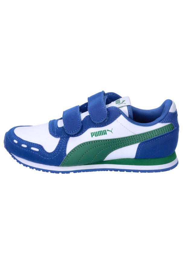 Buty do chodzenia dla dzieci Puma Cabana Racer Sl 20 V Ps. Zapięcie: rzepy. Kolor: zielony, niebieski, biały, wielokolorowy. Materiał: guma, syntetyk, tkanina, materiał. Szerokość cholewki: normalna. Sport: turystyka piesza