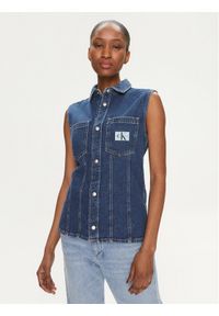 Calvin Klein Jeans Bezrękawnik Lean J20J223689 Niebieski Regular Fit. Kolor: niebieski. Materiał: bawełna. Długość rękawa: bez rękawów