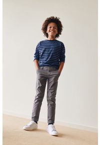 Mango Kids - Spodnie dziecięce Piccolo 110-164 cm. Kolor: szary. Materiał: bawełna, materiał, elastan, tkanina, poliester. Wzór: gładki #3