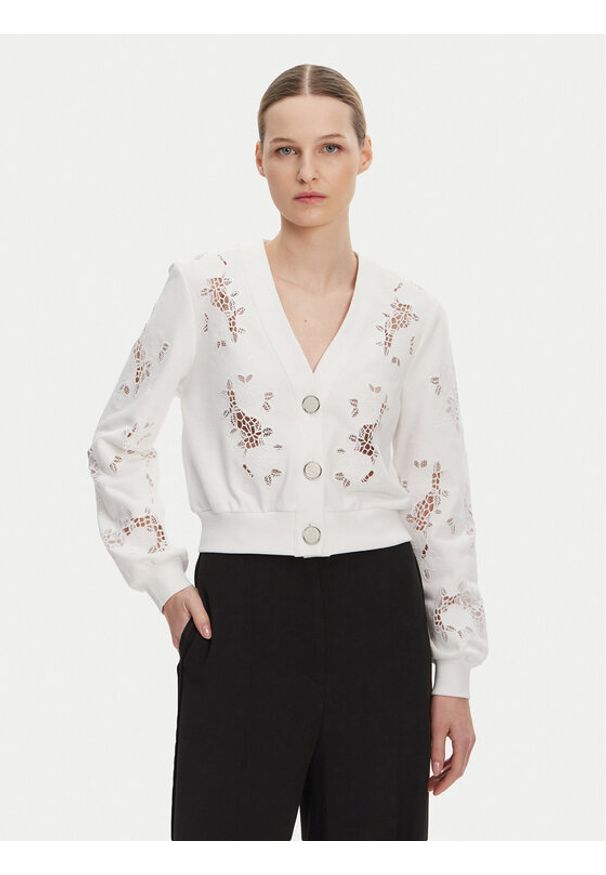 Guess Kardigan W5GQ11 KCWY1 Biały Regular Fit. Kolor: biały. Materiał: bawełna