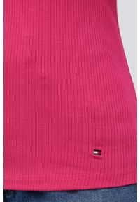 TOMMY HILFIGER - Tommy Hilfiger top damski kolor różowy. Kolor: różowy. Materiał: włókno, dzianina. Długość rękawa: na ramiączkach. Wzór: gładki #3