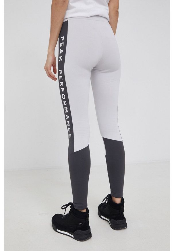Peak Performance Legginsy damskie kolor szary z nadrukiem. Kolor: szary. Wzór: nadruk