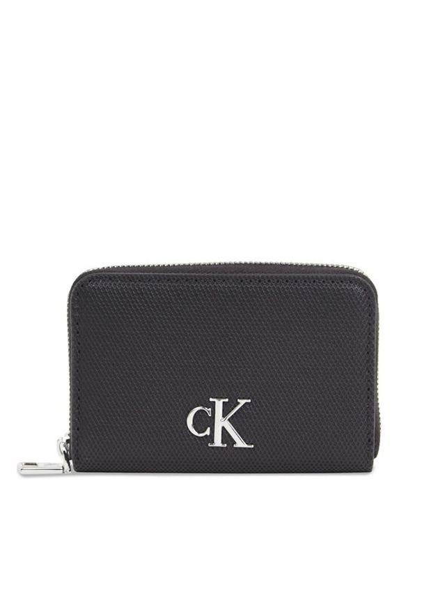 Calvin Klein Jeans Mały Portfel Damski Minimal Monogram M Zip Around T K60K611970 Czarny. Kolor: czarny. Materiał: materiał