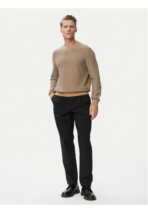 BOSS Sweter H-Lofranco 50565565 Beżowy Regular Fit. Kolor: beżowy. Materiał: bawełna