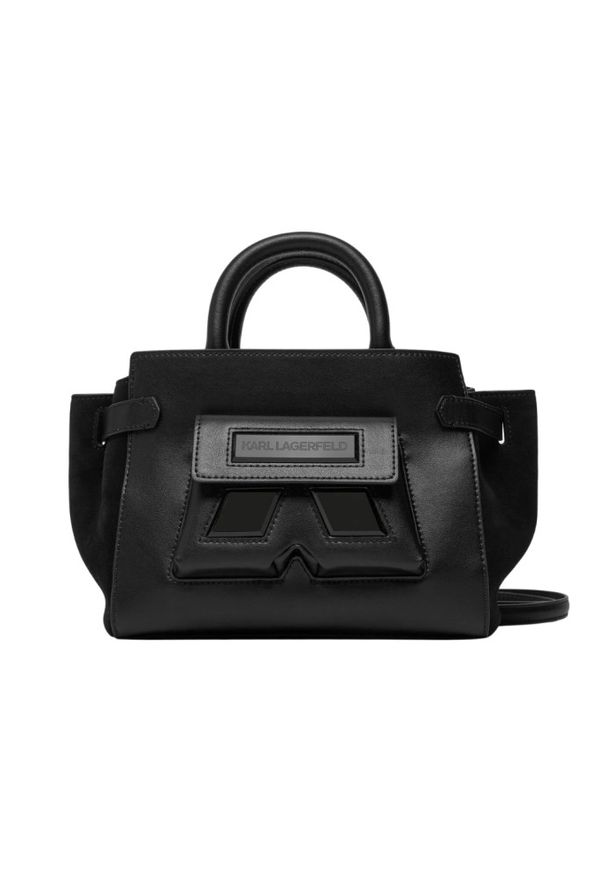Karl Lagerfeld - KARL LAGERFELD Czarna damska torebka Ikon/k Sm Tote. Kolor: czarny. Materiał: skórzane, zamszowe. Styl: elegancki, casual