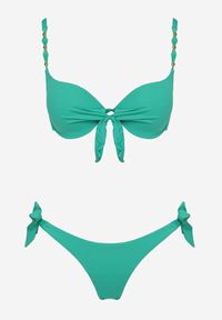 Born2be - Ciemnozielone Bikini Biustonosz i Majtki Ozdobione Wiązaniem Uloselira. Kolor: zielony. Wzór: aplikacja #5