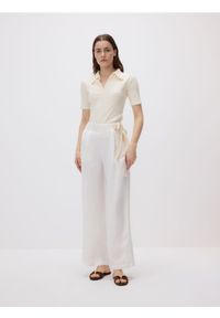 Reserved - Spodnie z lnem i wiskozą - złamana biel. Materiał: len, wiskoza #1
