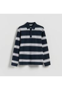 Reserved - Koszulka polo comfort w paski - granatowy. Typ kołnierza: polo. Kolor: niebieski. Materiał: bawełna, dzianina. Wzór: paski