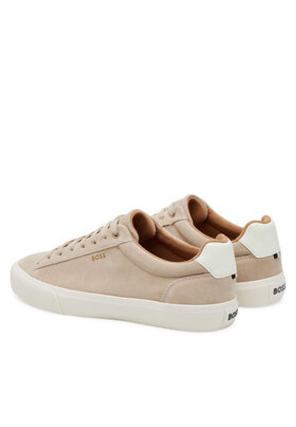 BOSS Sneakersy Aiden 50536521 Beżowy. Kolor: beżowy. Materiał: zamsz, skóra
