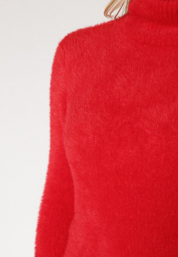 Born2be - Czerwony Wełniany Golf Mihn. Typ kołnierza: golf. Kolor: czerwony. Materiał: wełna. Długość rękawa: długi rękaw. Długość: długie. Sezon: zima, jesień