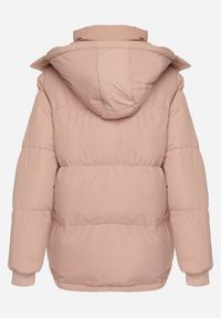 Born2be - Różowa Pudełkowa Kurtka Pikowana z Kapturem Anena. Okazja: na co dzień. Typ kołnierza: kaptur. Kolor: różowy. Materiał: jeans. Styl: klasyczny, casual, elegancki #2