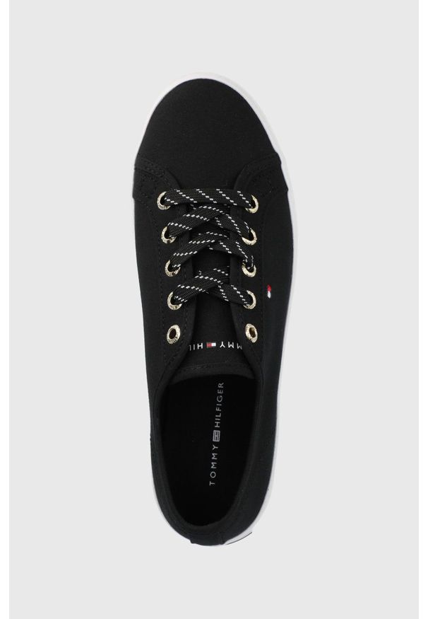 TOMMY HILFIGER - Tommy Hilfiger tenisówki damskie kolor czarny. Nosek buta: okrągły. Zapięcie: sznurówki. Kolor: czarny. Materiał: guma