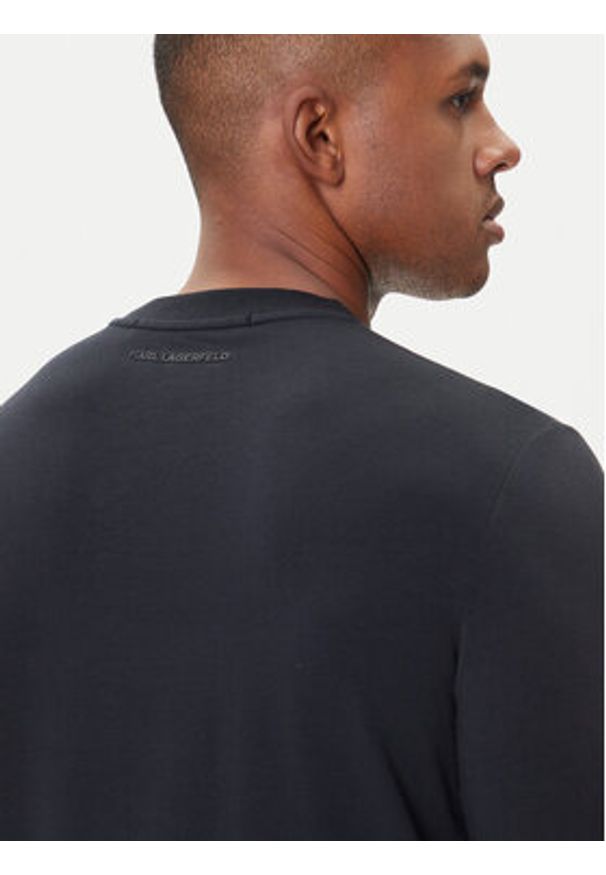 Karl Lagerfeld - KARL LAGERFELD Longsleeve 755052 554235 Granatowy Regular Fit. Typ kołnierza: dekolt w karo. Kolor: niebieski. Materiał: bawełna. Długość rękawa: długi rękaw