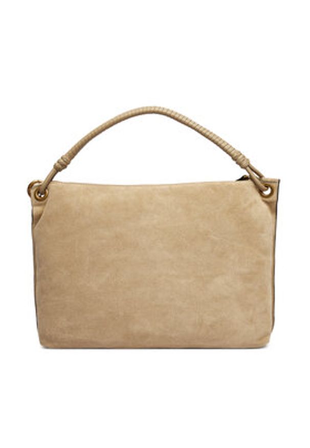 TOMMY HILFIGER - Tommy Hilfiger Torebka Th Statement Leather Bag Suede AW0AW18402 Beżowy. Kolor: beżowy. Materiał: skórzane