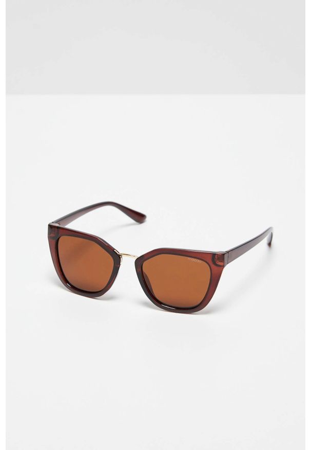 MOODO - Okulary przeciwsłoneczne o kocim kształcie brązowe. Kolor: brązowy. Materiał: akryl. Wzór: jednolity, gładki