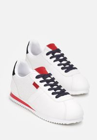 Born2be - Biało-Czerwone Sneakersy Sznurowane Atheleta. Okazja: na co dzień. Kolor: biały. Sport: fitness