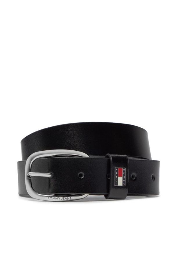 Tommy Jeans Pasek Damski Tjw Oval 3.0 AW0AW15836 Czarny. Kolor: czarny. Materiał: skóra