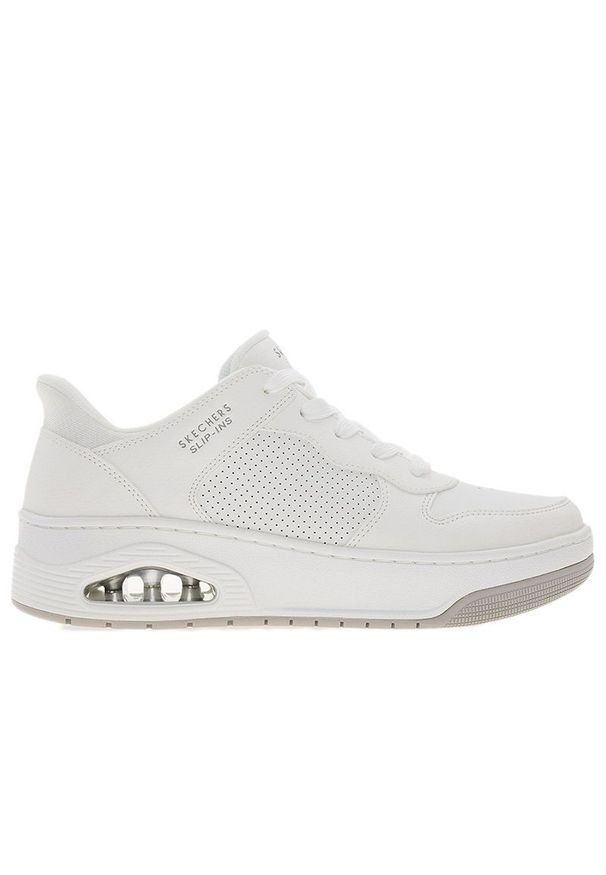 skechers - Buty Skechers Slip-ins: Uno Court - Acacia 183151WHT - białe. Okazja: na co dzień. Zapięcie: sznurówki. Kolor: biały. Materiał: skóra, guma, materiał. Szerokość cholewki: normalna. Model: Skechers Sport