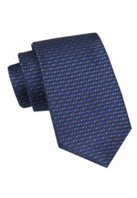 Elegancki Krawat Męski Angelo di Monti - Drobny Wzór, Granatowy Kolor. Kolor: niebieski. Materiał: tkanina. Styl: elegancki