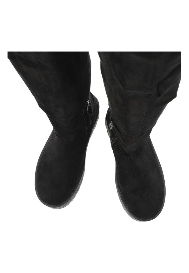 Big-Star - Czarne Kozaki Big Star Wysokie Obuwie Damskie. Okazja: na co dzień. Kolor: czarny. Materiał: welur, materiał. Szerokość cholewki: normalna. Sezon: zima, jesień. Styl: casual, elegancki