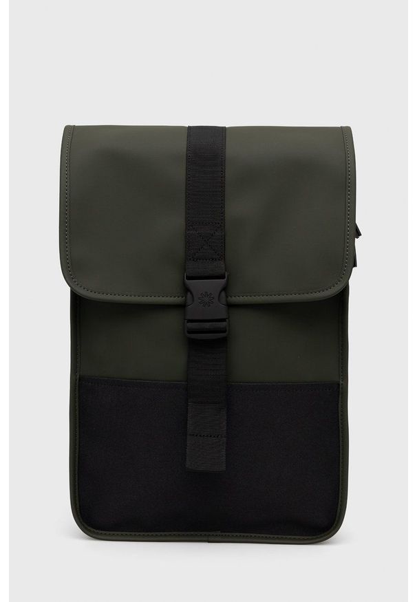 Rains plecak 13700 Buckle Backpack Mini kolor zielony duży gładki. Kolor: zielony. Wzór: gładki