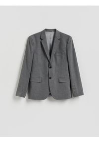 Reserved - Marynarka slim fit z dodatkiem wiskozy - ciemnoszary. Kolor: szary. Materiał: wiskoza #1