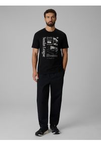 4f - 4F T-shirt regular z nadrukiem męski - czarny L. Okazja: na co dzień. Kolor: czarny. Materiał: bawełna, materiał, dzianina. Wzór: nadruk. Styl: casual, klasyczny #2
