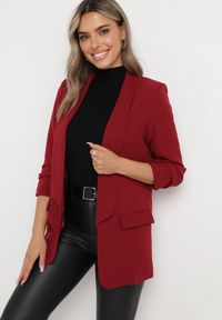 Born2be - Bordowa Marynarka Thaelenia. Kolor: czerwony. Wzór: aplikacja, jednolity. Styl: elegancki