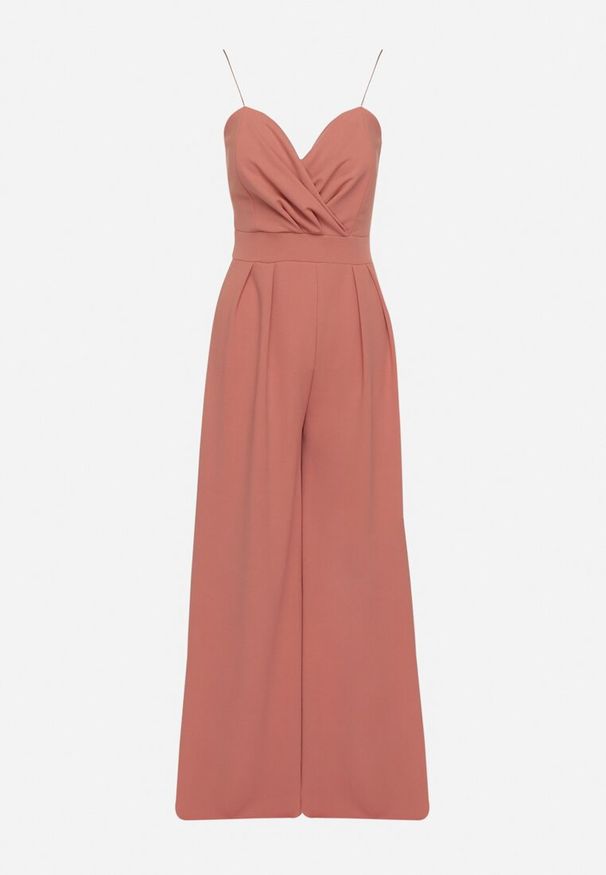 Born2be - Ciemnoróżowy Kombinezon z Trójkątnym Dekoltem na Cienkich Ramiączkach Iliantia. Okazja: na co dzień. Kolor: różowy. Długość rękawa: na ramiączkach. Długość: długie. Styl: casual