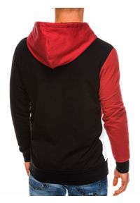 Ombre Clothing - Bluza męska z kapturem - czarna/czerwona B1050 - L. Okazja: na co dzień. Typ kołnierza: kaptur. Kolor: czerwony. Materiał: elastan, bawełna. Styl: casual, klasyczny #3